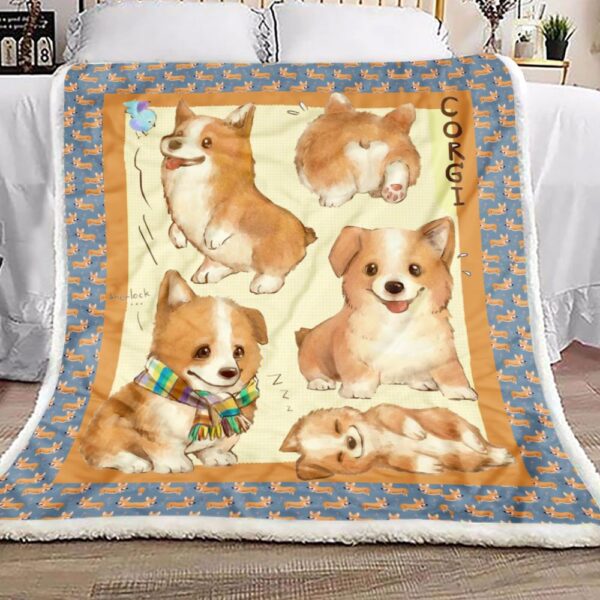 Cute Corgi Fleece Blanket Sherpa Blanket