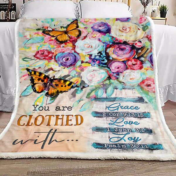 Butterfly You Are Clothed Fleece Blanket Sherpa Blanket