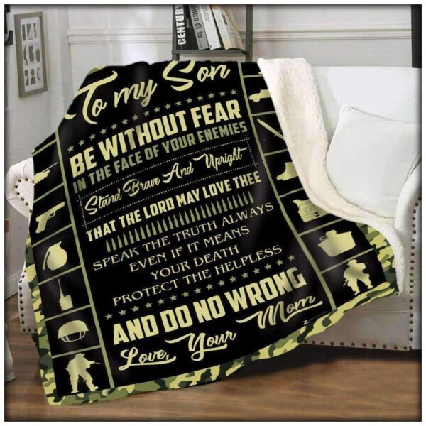 Veteran Son Be Without Fear Fleece Blanket Sherpa Blanket