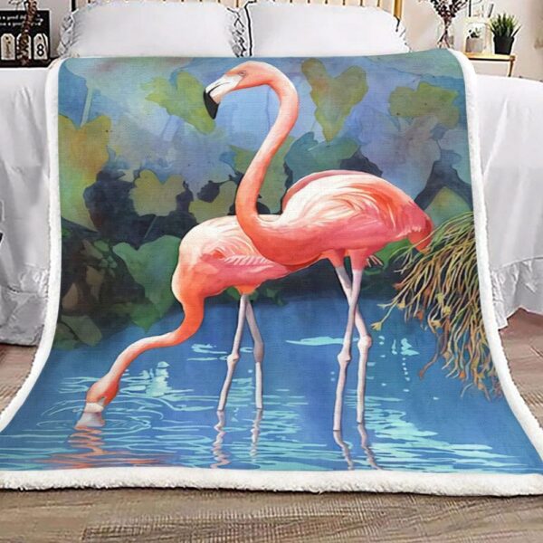 Valentine Love Flamingo Fleece Blanket Sherpa Blanket