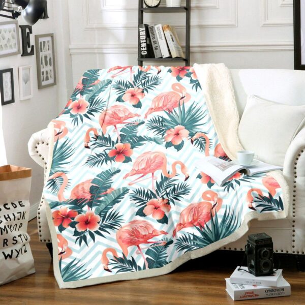 Flamingo Fleece Blanket Sherpa Blanket