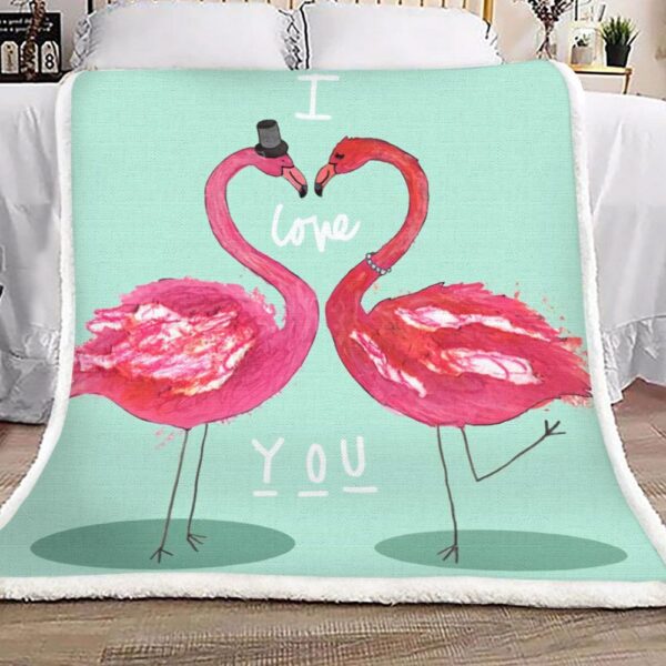 Valentine Love Flamingo Fleece Blanket Sherpa Blanket