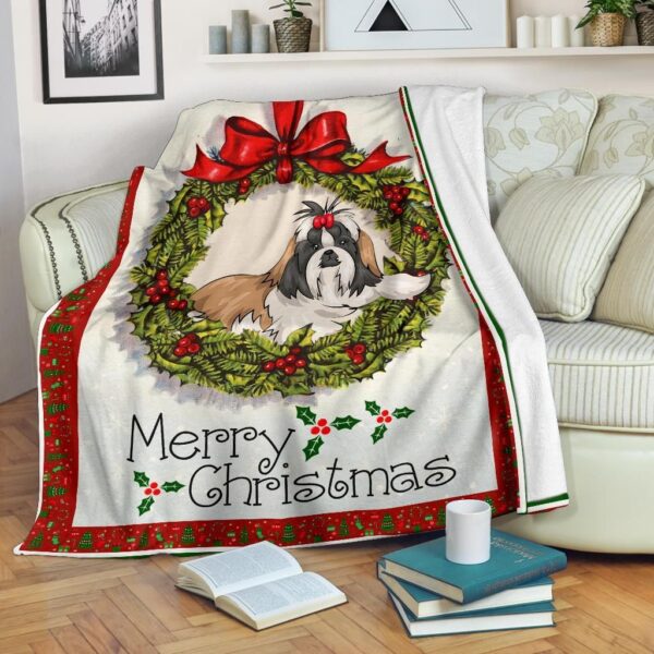 Christmas Shihtzu Fleece Blanket Sherpa Blanket