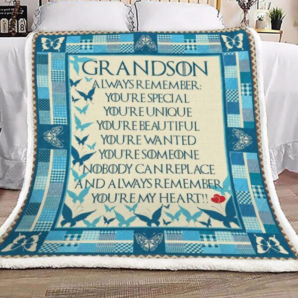 Grandson Butterfly Fleece Blanket Sherpa Blanket