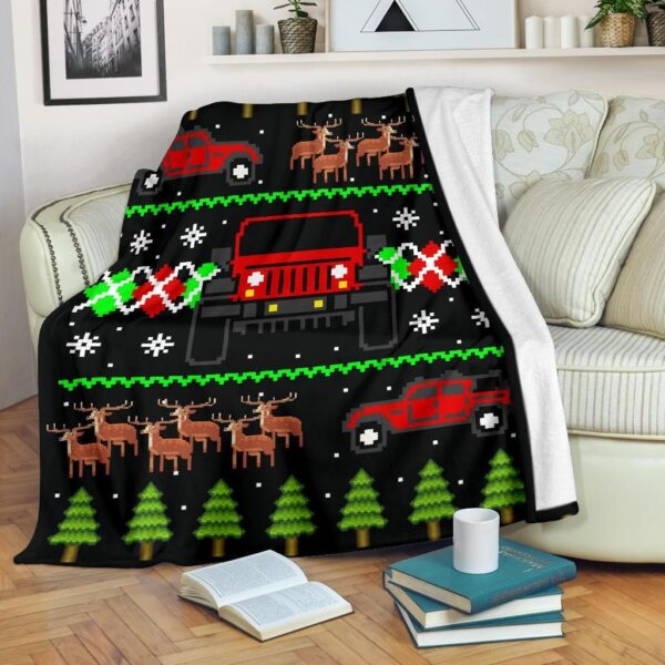 Christmas Car Fleece Blanket Sherpa Blanket