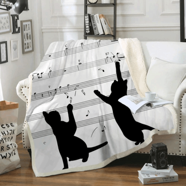 Cat Music Chord Fleece Blanket Sherpa Blanket