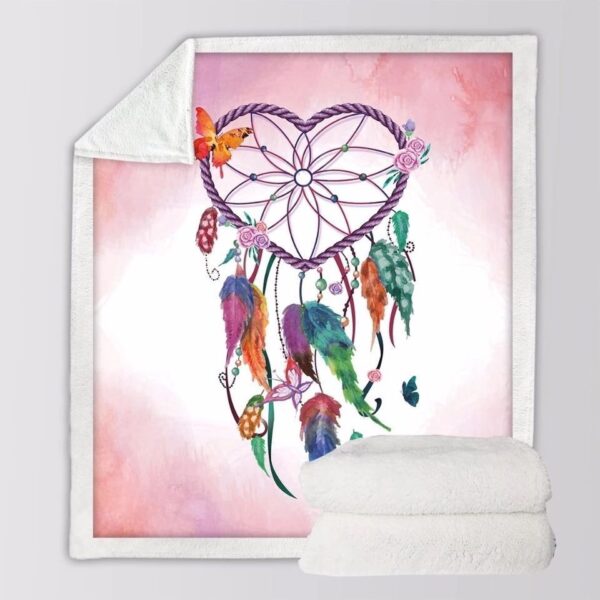 Heart Dreamcatcher Fleece Blanket Sherpa Blanket
