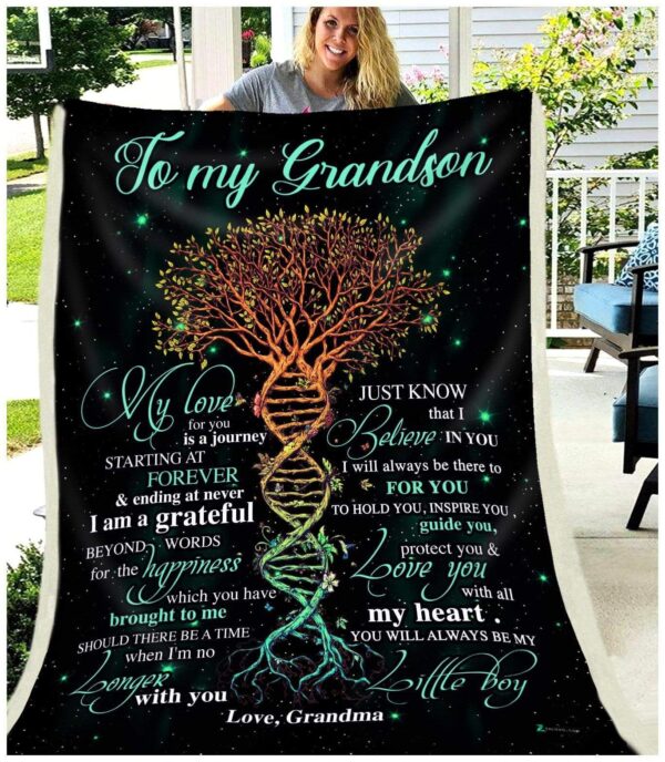 Grandson Grandma My Love For You Is A Journey Fleece Blanket Sherpa Blanket
