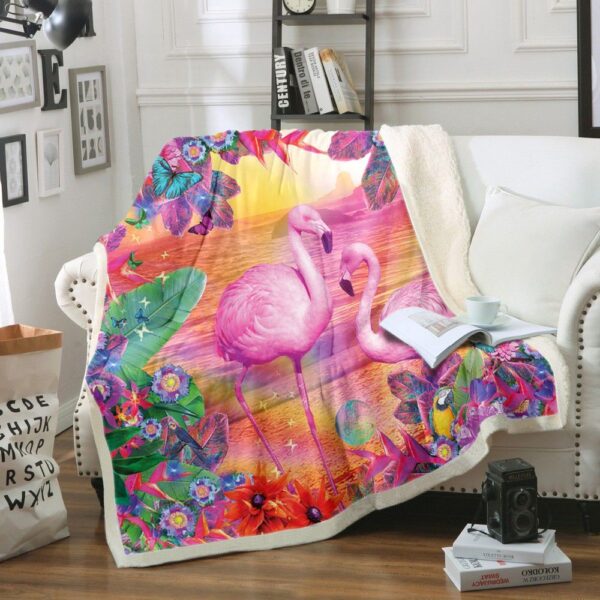 Flamingo Fleece Blanket Sherpa Blanket