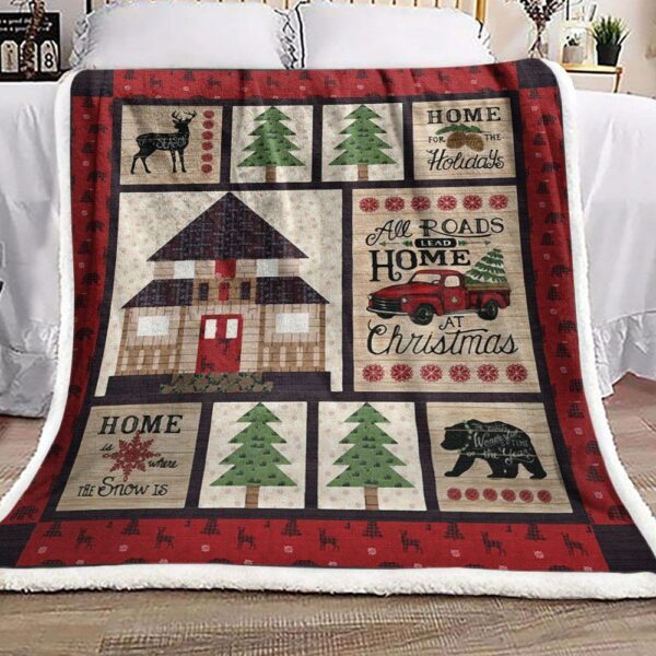 Car Bear Christmas Fleece Blanket Sherpa Blanket