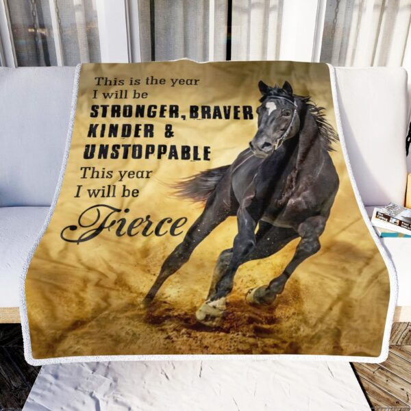 Horse Stronger Braver Kinder And Unstoppable Fleece Blanket Sherpa Blanket