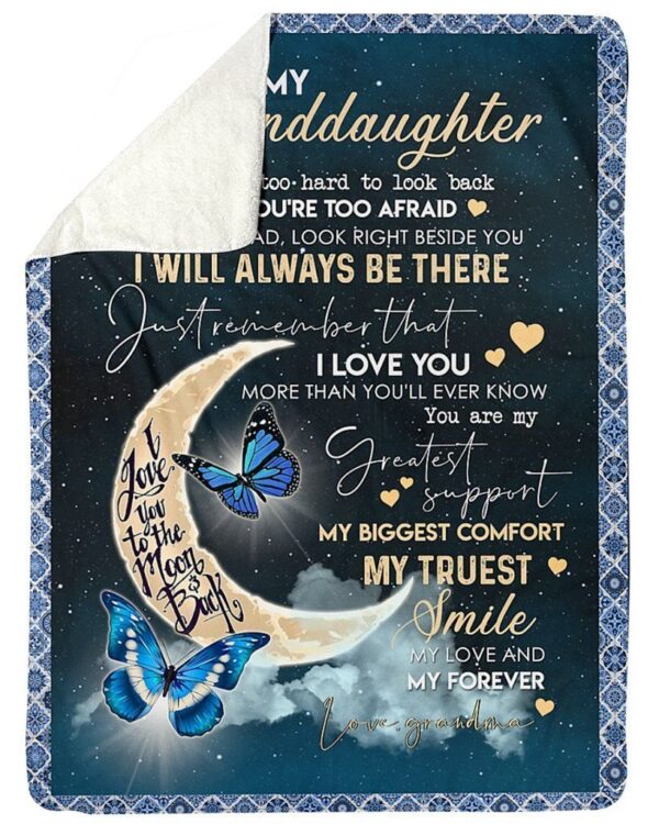 Butterfly Grandma To Granddaughter Fleece Blanket Sherpa Blanket