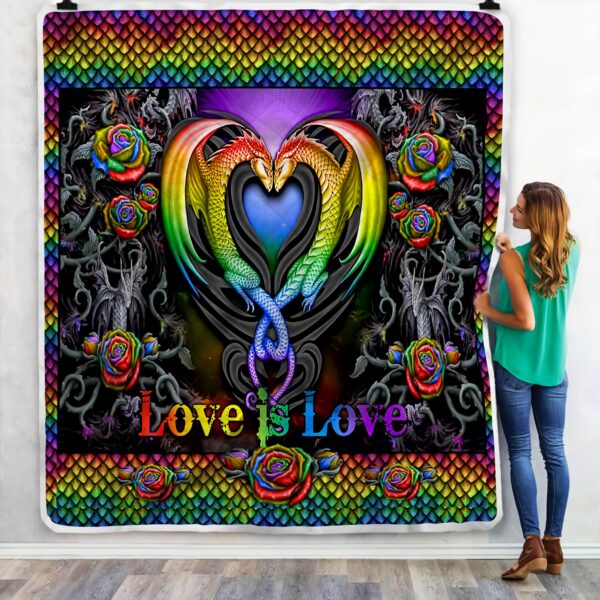 Dragon Love Is Love Fleece Blanket Sherpa Blanket