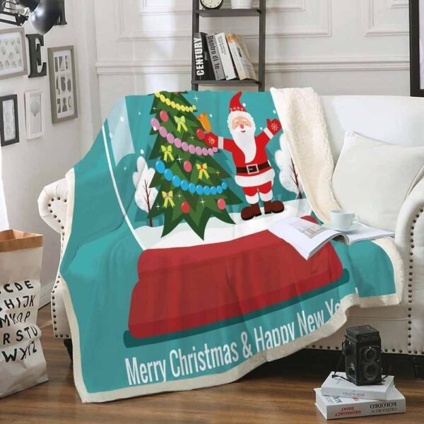 Christmas Tree Santa Fleece Blanket Sherpa Blanket