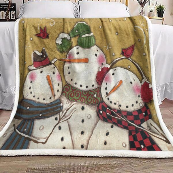 Three Snowmen Christmas Fleece Blanket Sherpa Blanket