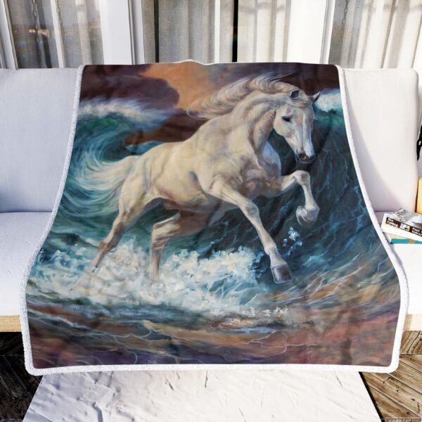 Horse On The Wave Fleece Blanket Sherpa Blanket