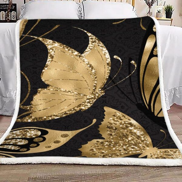 Golden Butterfly Fleece Blanket Sherpa Blanket