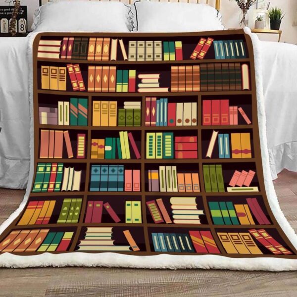 Book Lovers Book Shelf Fleece Blanket Sherpa Blanket