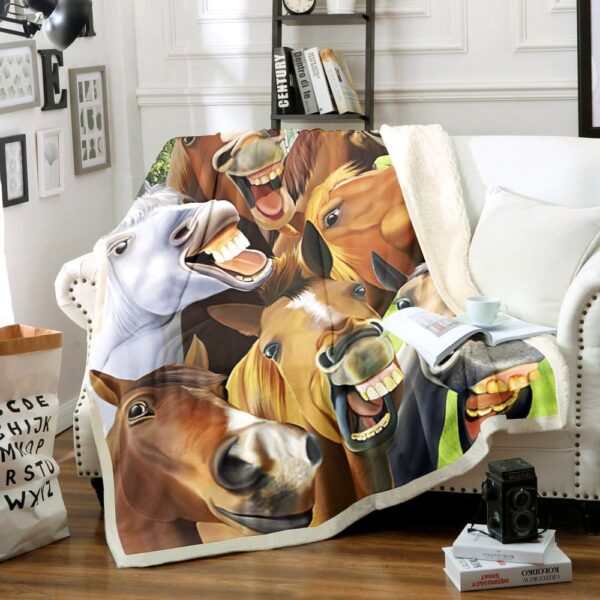 Horse Fleece Blanket Sherpa Blanket
