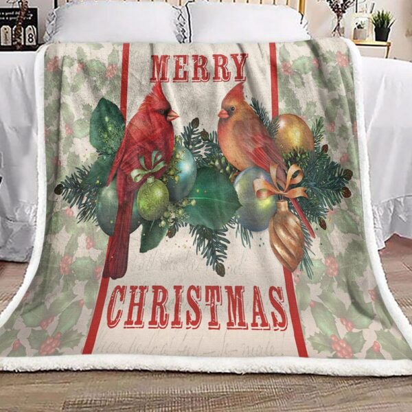 Christmas Cardinal Fleece Blanket Sherpa Blanket
