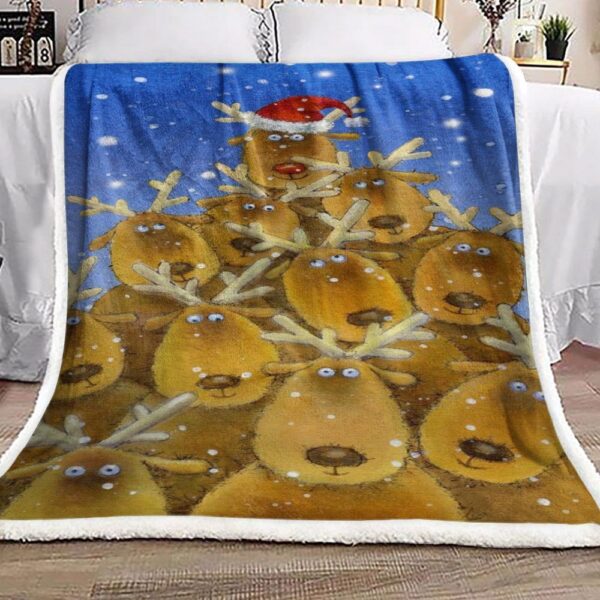 Moose Christmas Fleece Blanket Sherpa Blanket