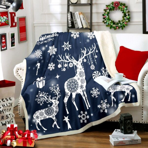 Christmas Deer Fleece Blanket Sherpa Blanket