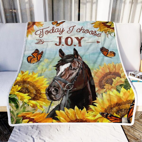 Horse And Sunflower Fleece Blanket Sherpa Blanket
