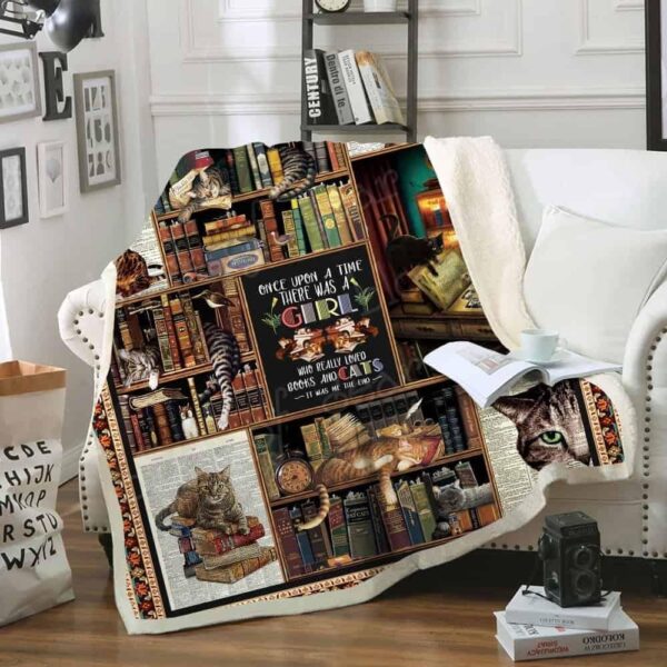Books And Cats Fleece Blanket Sherpa Blanket