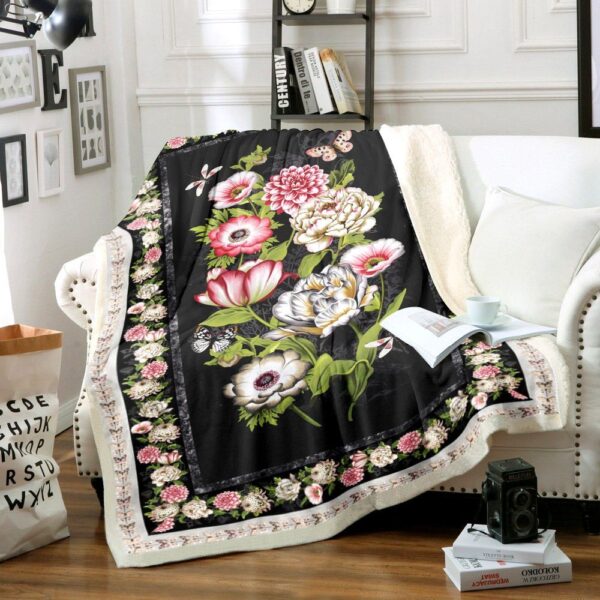 Tivoli Butterfly Garden Fleece Blanket Sherpa Blanket