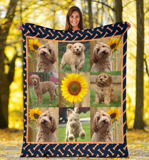Cute Goldendoodle Doodle Sunflower Fleece Blanket Sherpa Blanket