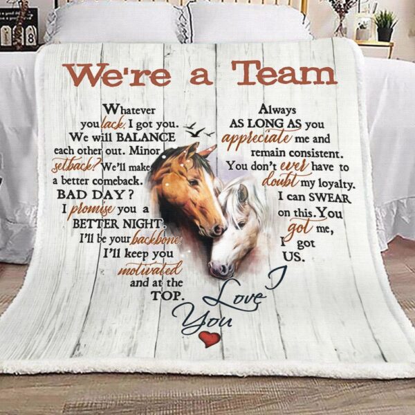 Horse Love We Are A Team Fleece Blanket Sherpa Blanket
