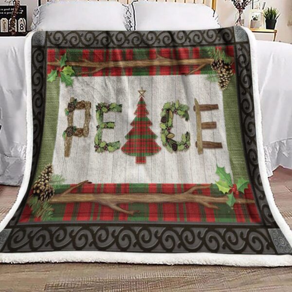 Peace Christmas Fleece Blanket Sherpa Blanket