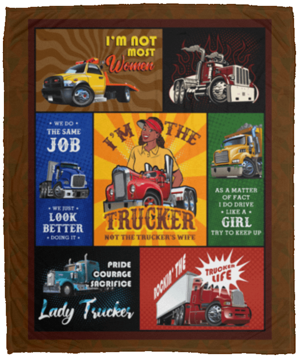 I'm The Trucker Not The Trucker's Wife Fleece Blanket Sherpa Blanket
