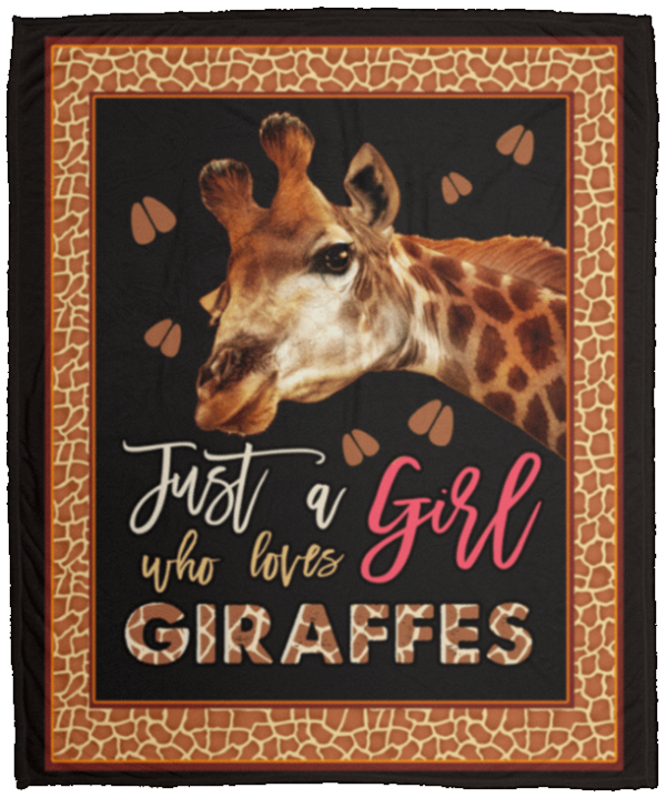 Just A Girl Who Loves Giraffes Fleece Blanket Sherpa Blanket