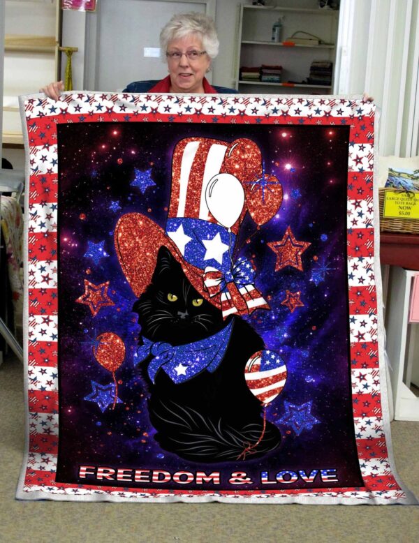 Freedom Black Cat Fleece Blanket Sherpa Blanket