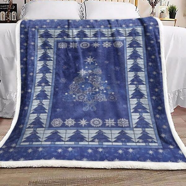 Blue Christmas Tree Fleece Blanket Sherpa Blanket
