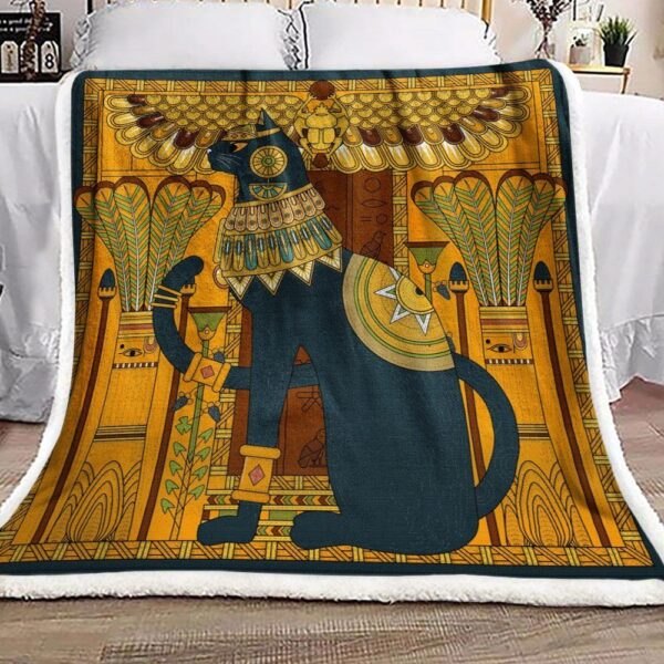 Egypt Cat Fleece Blanket Sherpa Blanket