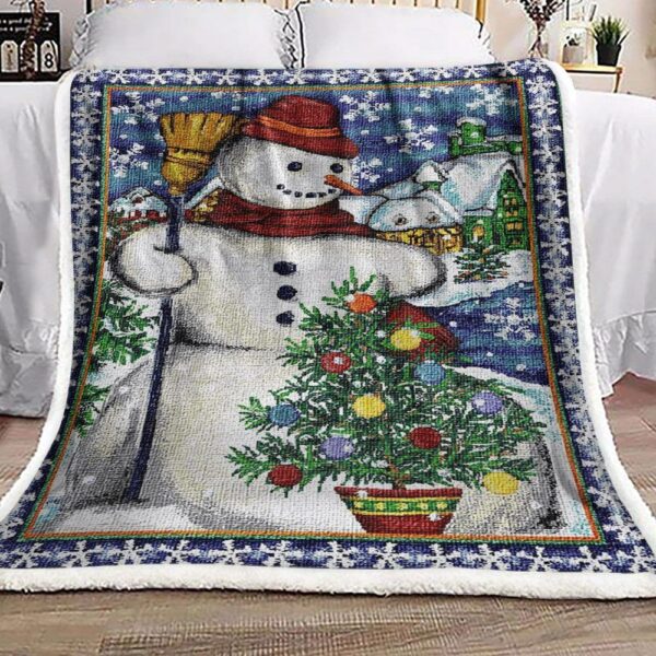 Snowman Fleece Blanket Sherpa Blanket