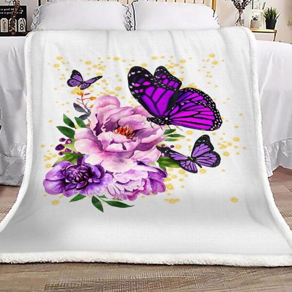 Flower Butterfly Fleece Blanket Sherpa Blanket