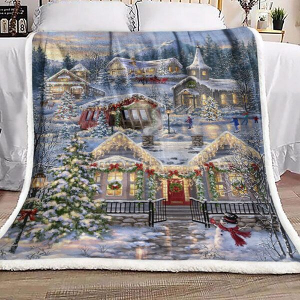 Christmas Village Fleece Blanket Sherpa Blanket