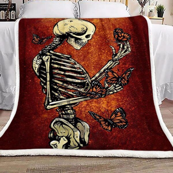 Skull Butterfly Fleece Blanket Sherpa Blanket