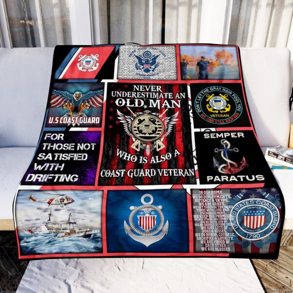 US Coast Guard Veteran Fleece Blanket Sherpa Blanket