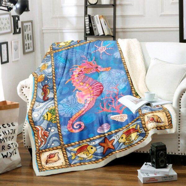 Seahorses Fleece Blanket Sherpa Blanket