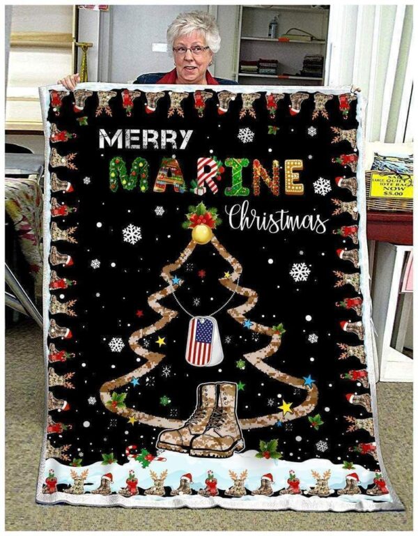 Merry Marine Christmas Fleece Blanket Sherpa Blanket