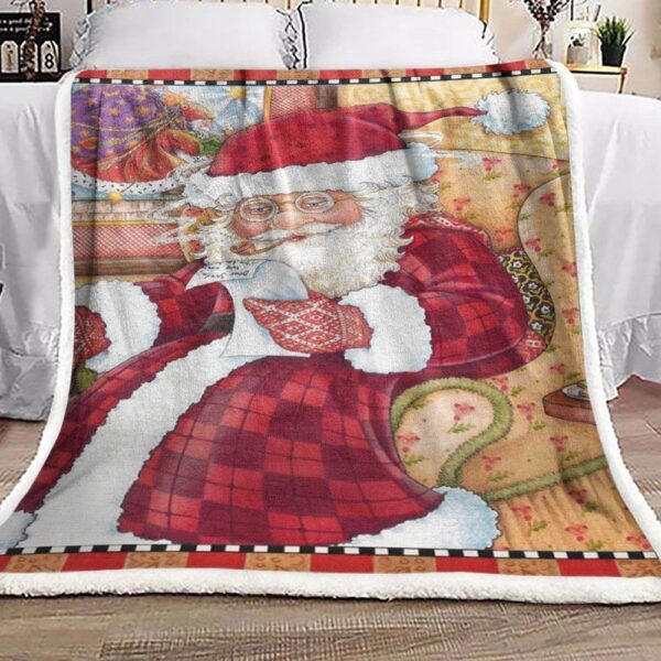 Santa Claus Christmas Fleece Blanket Sherpa Blanket