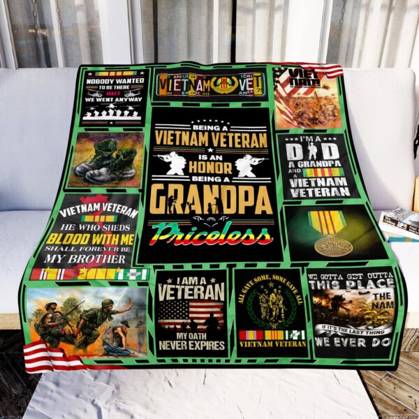 Grandpa Vietnam Veteran Fleece Blanket Sherpa Blanket