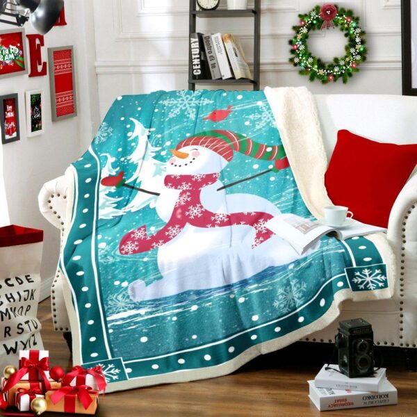 Snowman Fleece Blanket Sherpa Blanket