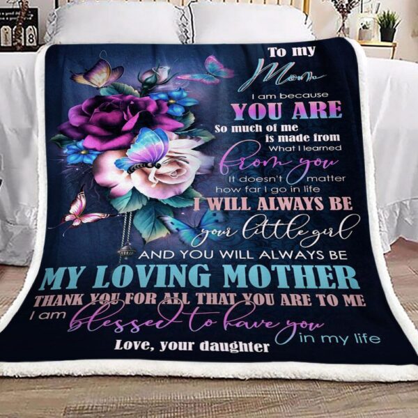 Butterfly Flower To My Mom Love Your Daughter Fleece Blanket Sherpa Blanket