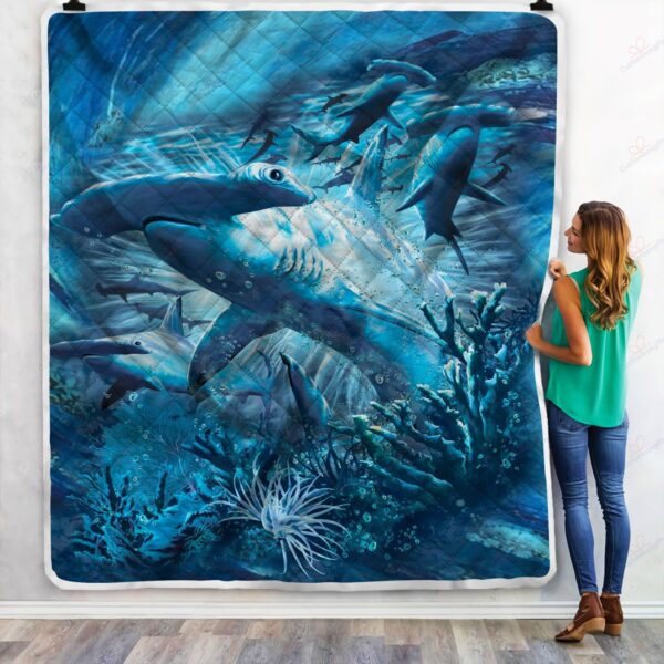 Hammerhead Sharks And Coral Reef Fleece Blanket Sherpa Blanket