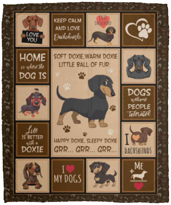 Soft Doxie Warm Doxie Little Ball Of Fur Happy Doxie Fleece Blanket Sherpa Blanket